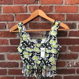 Daisy+Skull Fringe Crop